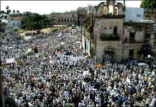 Protests against the US invasion of Iraq continued world-wide - in the clearest demonstration of united world opinion in history. This image from Bhopal